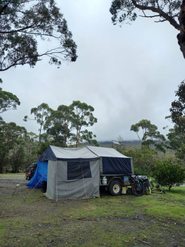 Set up at Adventure Bay Bruny Island