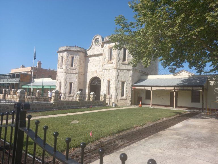 The front entrance to the prison