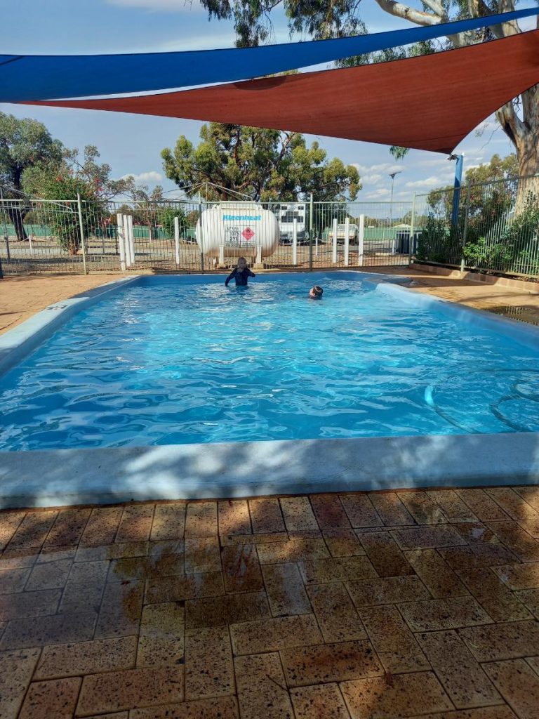 Cooling off at the camp pool